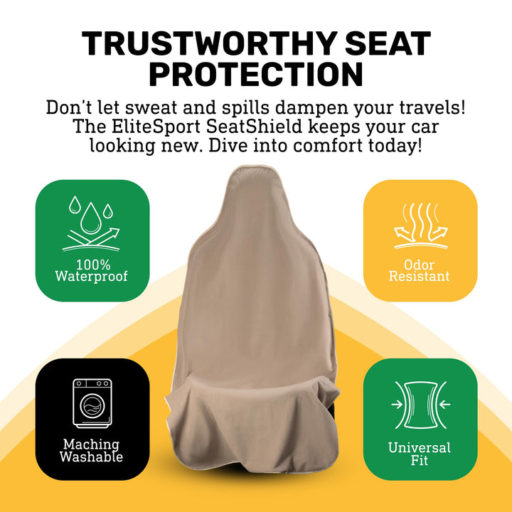 EliteSport+ Non-Slip Waterproof Seat Cover - Tan