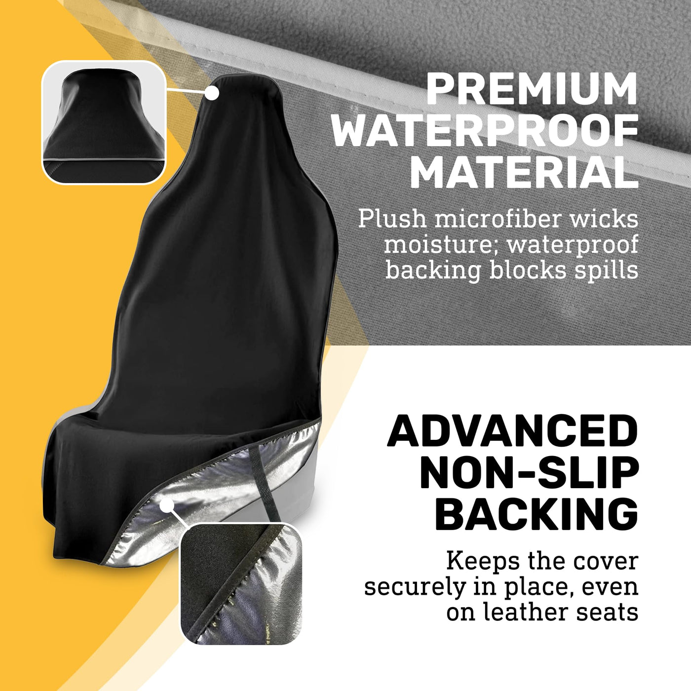 EliteSport+ Non-Slip Waterproof Seat Cover - Black