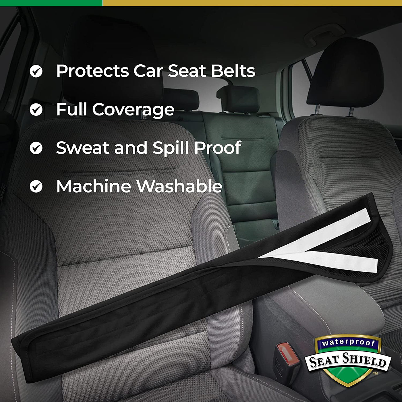 Waterproof Seat Belt Cover - Machine Washable Black