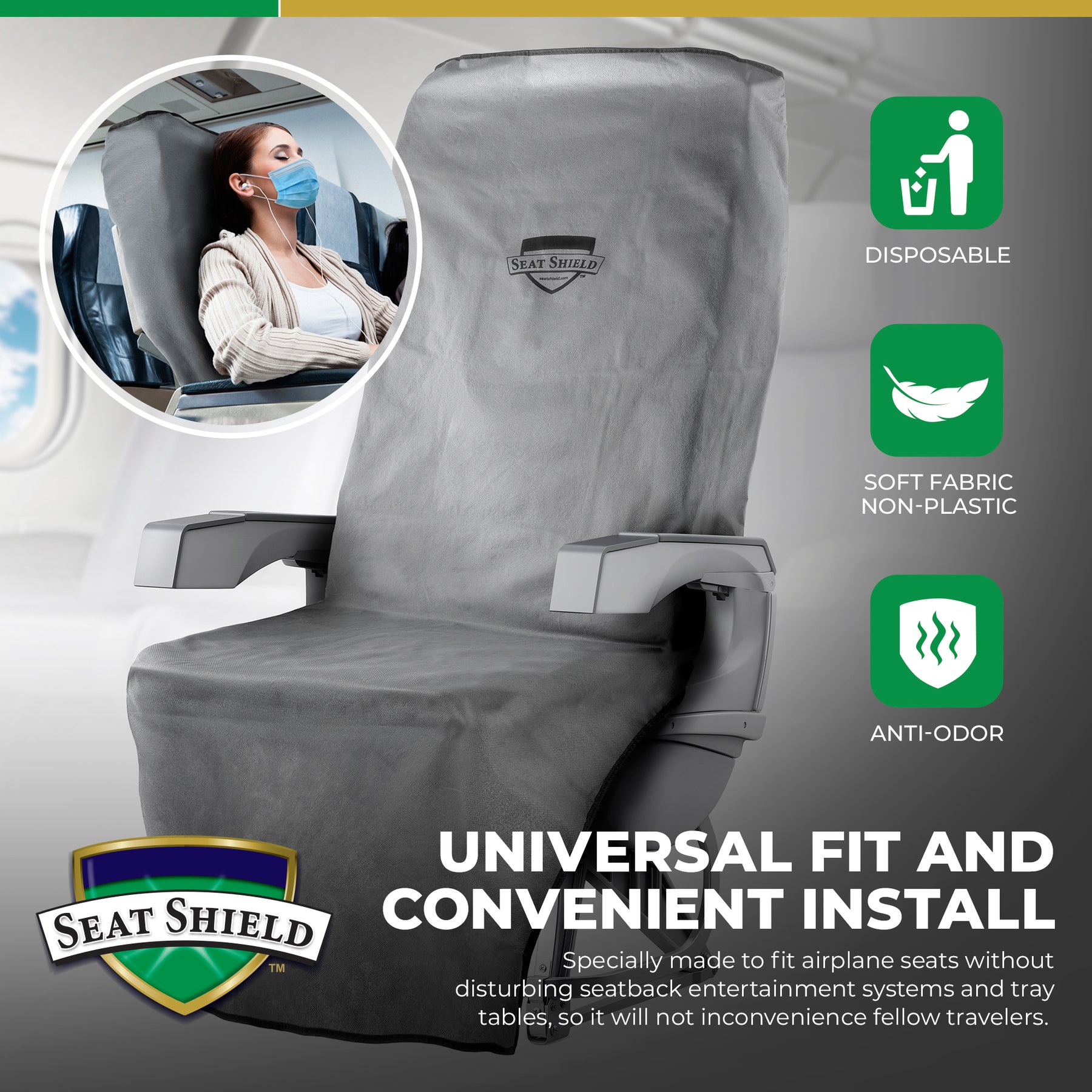 5pcs Airplane Disposable Seat Seat Cover Anti-dirty Dustproof Seat Cushion Cover, Size: 8.27 x 7.48 x 3.94, White