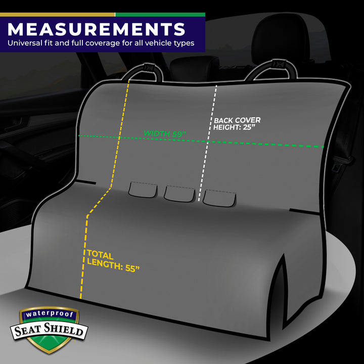 Seatshield - Waterproof Back Seat Cover Measurements - Universal Fit